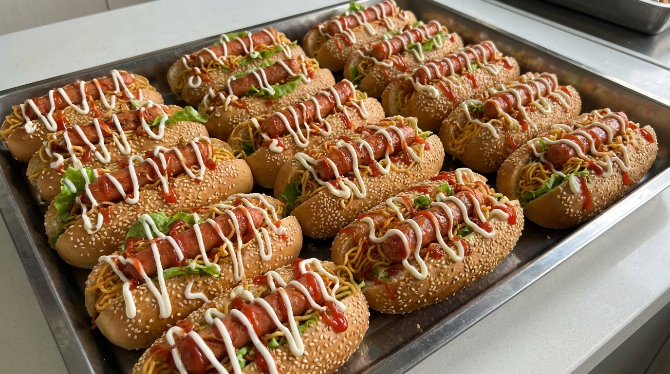 Hot Dogs al Estilo Buldak Fire Noodle