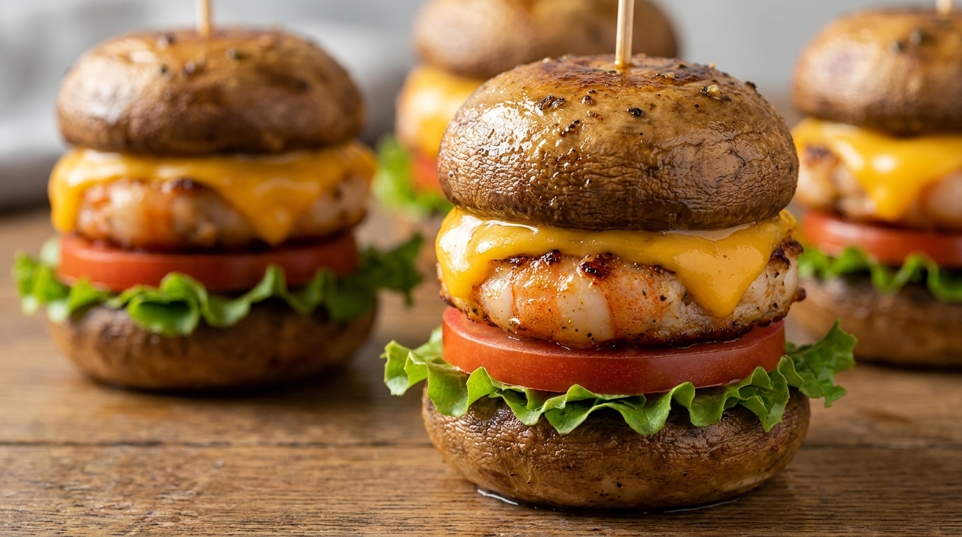 Mini Hamburguesas de Champiñón y Camarón
