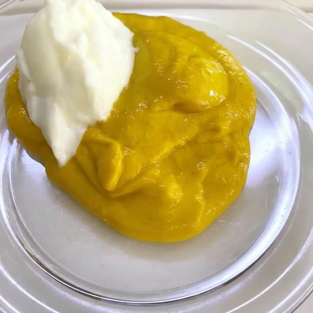 Aderezo cremoso para ensaladas siendo vertido en el cuenco con la mezcla de mostaza y yogur.
