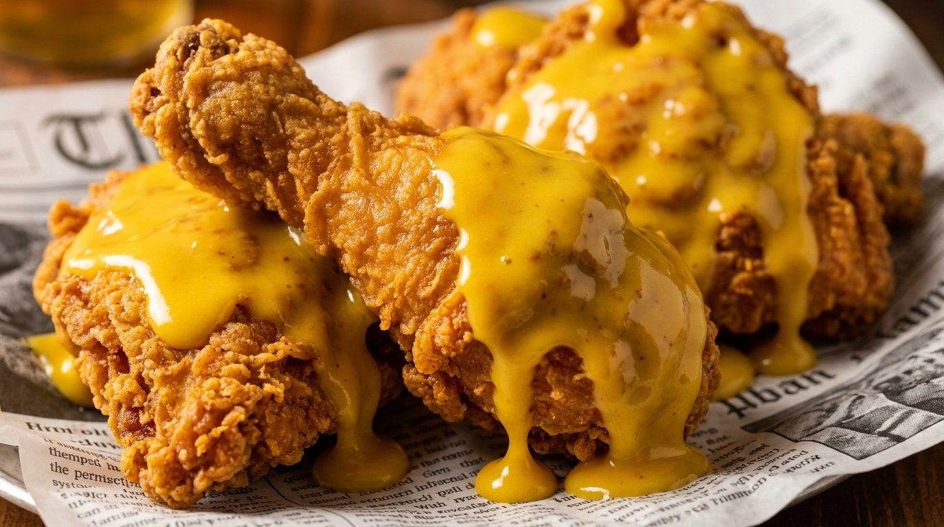 Pollo Frito al Estilo Coreano con Salsa de Miel y Mostaza
