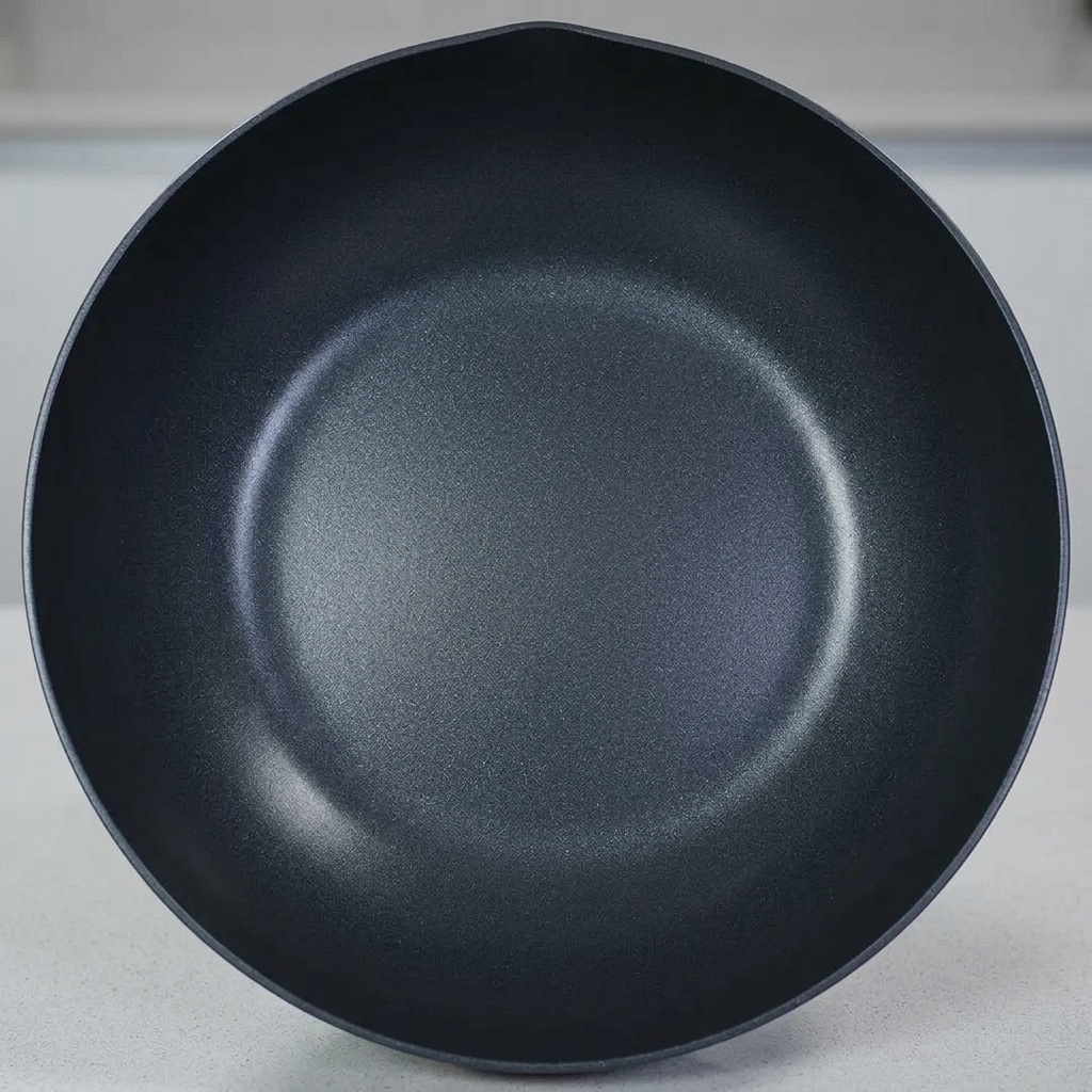 Láminas de ajo chisporroteando en una sartén con un poco de aceite de cocina.