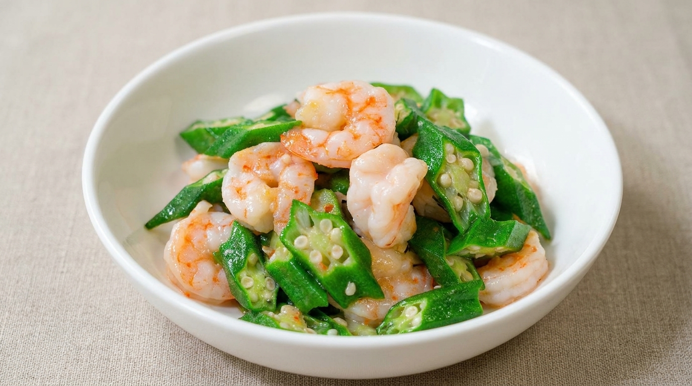 Salteado de Okra con Gambas