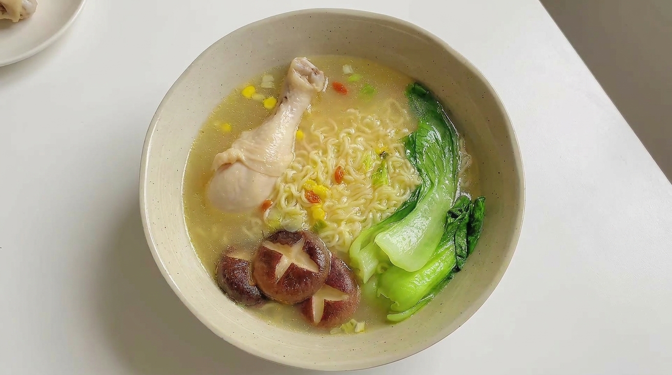 Ramen de Lujo con Pollo, Shiitake y Bok Choy
