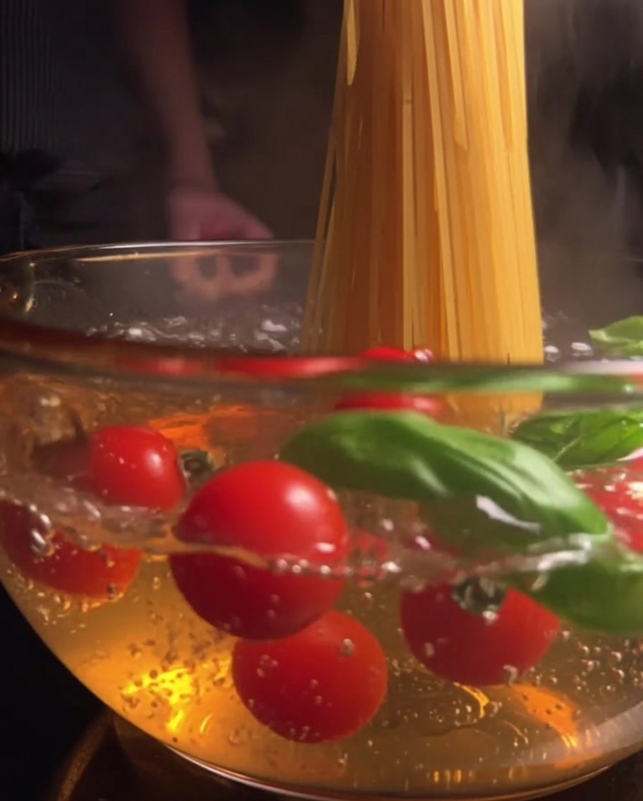 Pasta de tomate siendo mezclada con la carne y verduras.