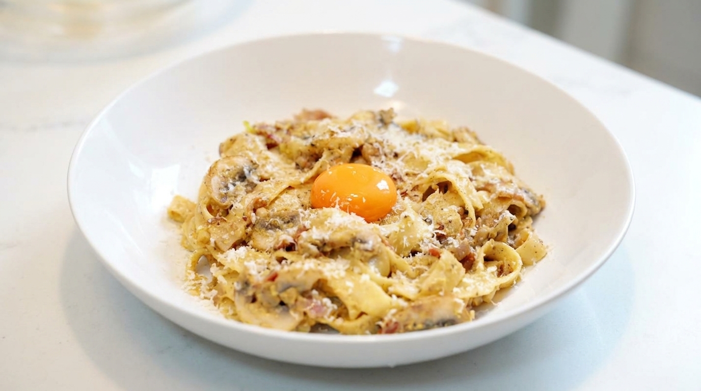 Pasta con Yema de Huevo y Trufa Negra al Estilo Michelin