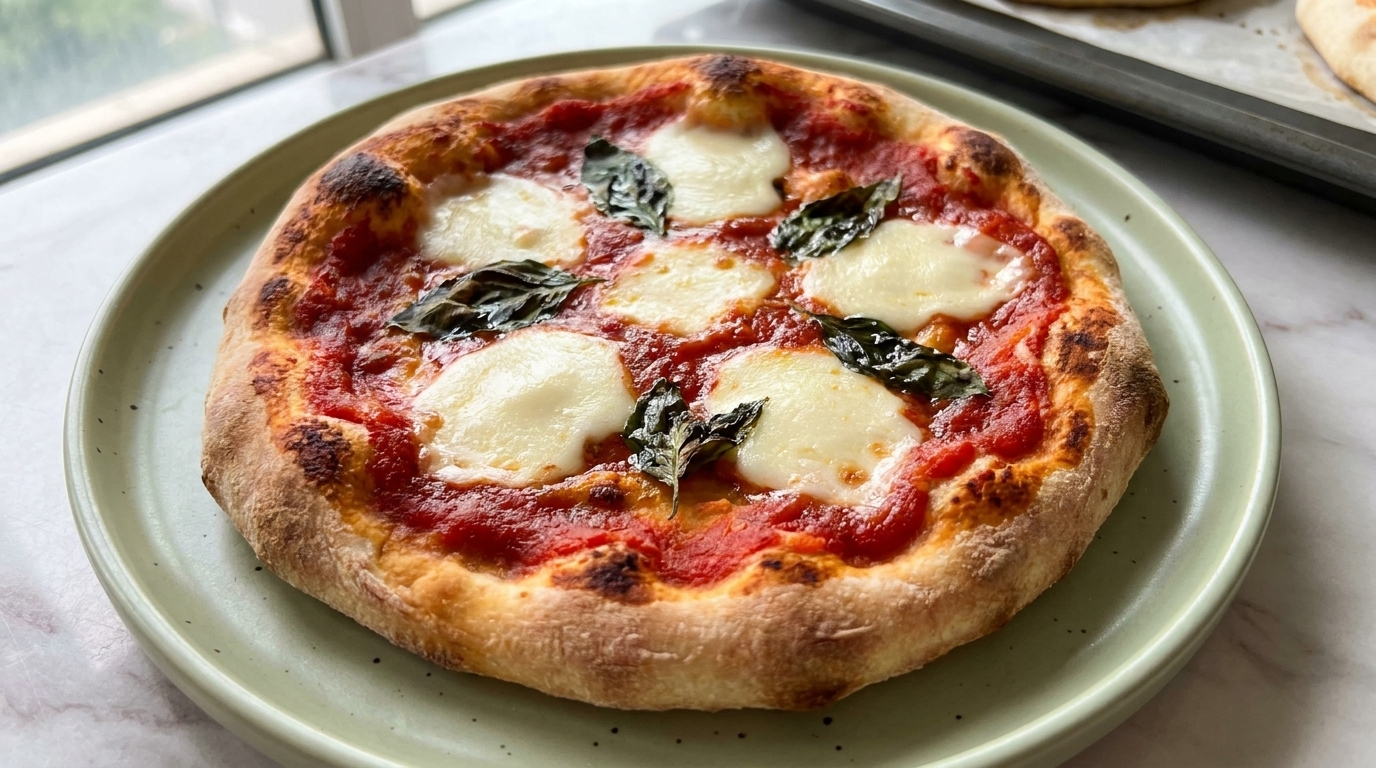 Pizza Margarita rápida sin amasado