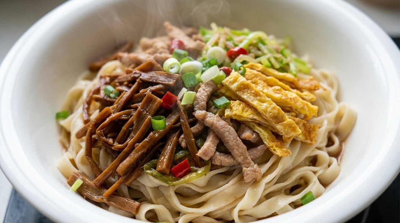 Fideos Estirados a Mano con Brotes de Bambú