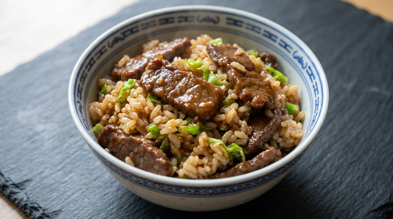Sabroso Arroz Frito con Carne al Miso