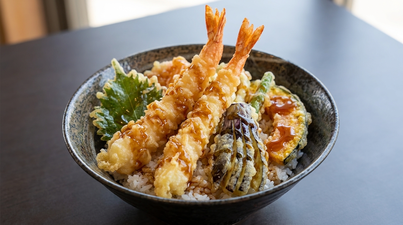 Donburi de Tempura de Camarón Clásico (Ebi Tendon)
