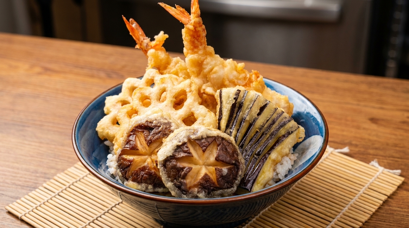 Tazón de Arroz con Tempura (Tendon)