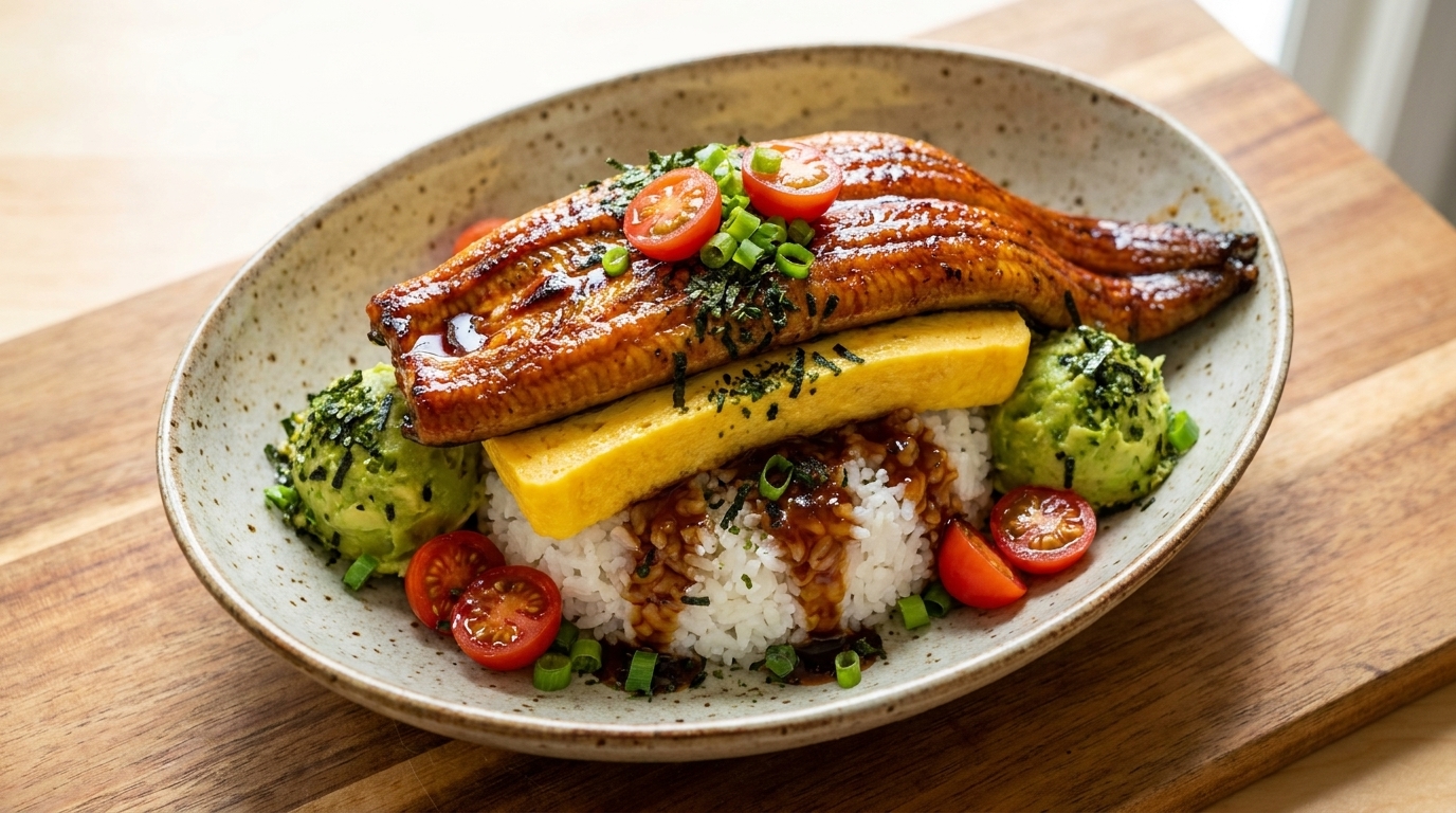 Unagi Don Definitivo con Tamagoyaki y Aguacate