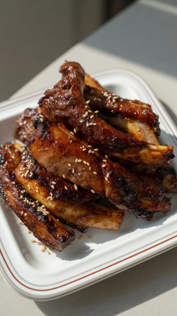Costillas de Cerdo al Estilo Coreano con Glaseado de Soja