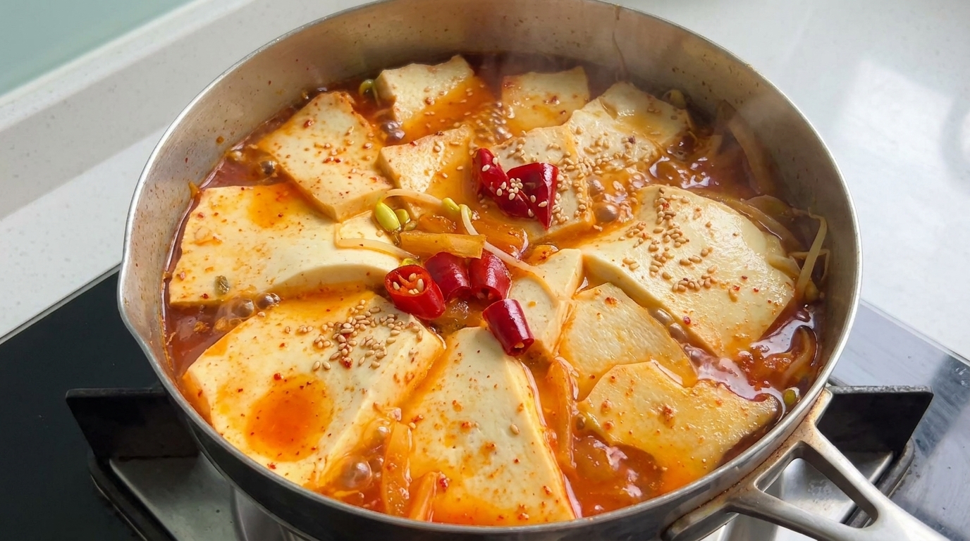 Sopa Coreana de Kimchi y Tofu (Estilo Kimchi-jjigae)