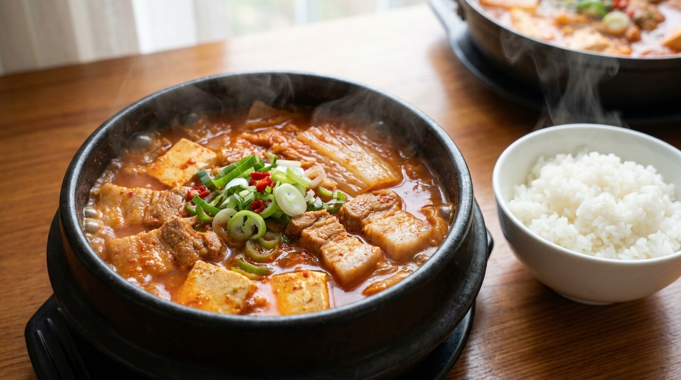 Kimchi Jjigae Tradicional (Estofado Coreano de Kimchi)