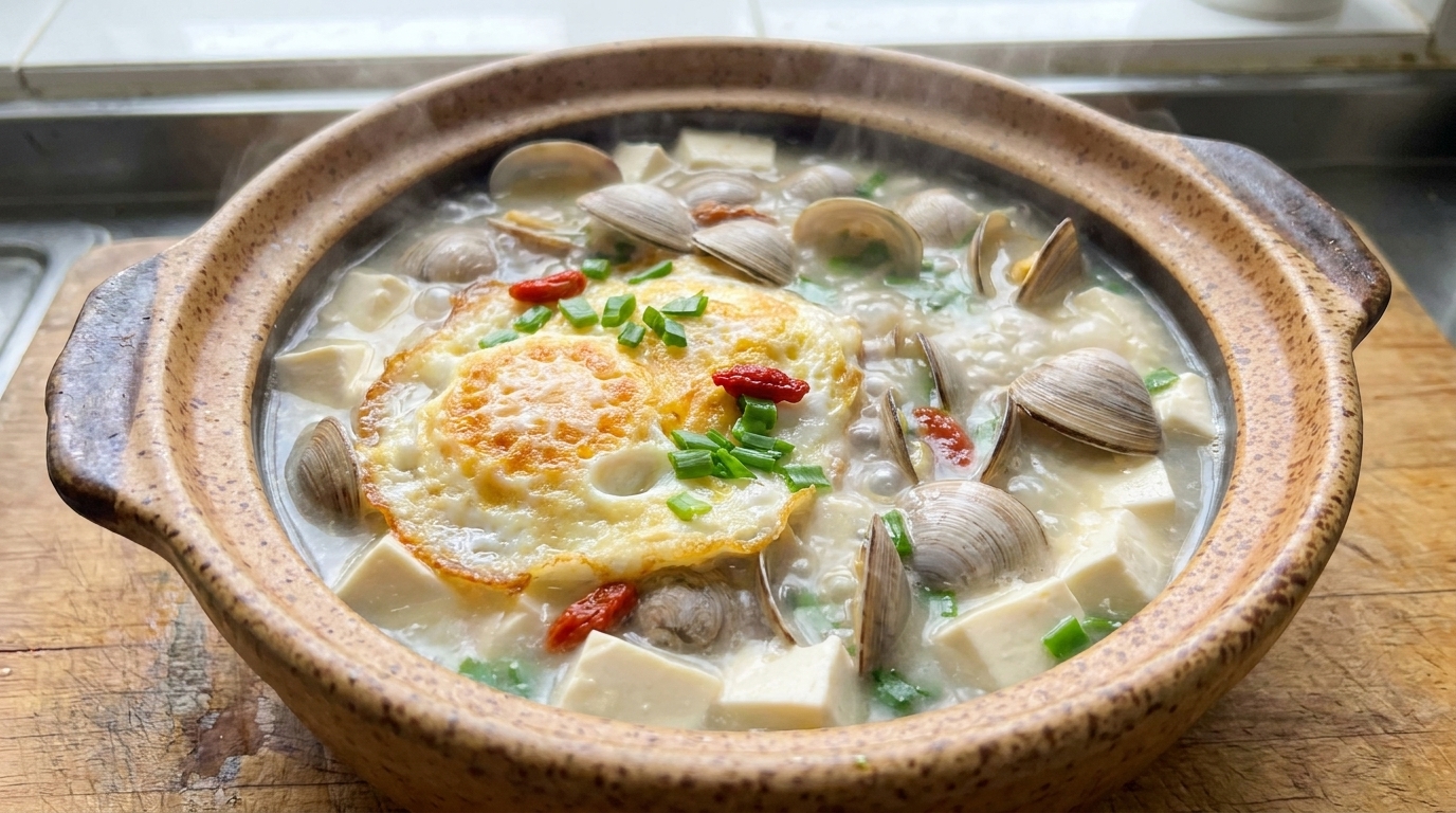 Sopa de Almejas y Tofu con Huevo