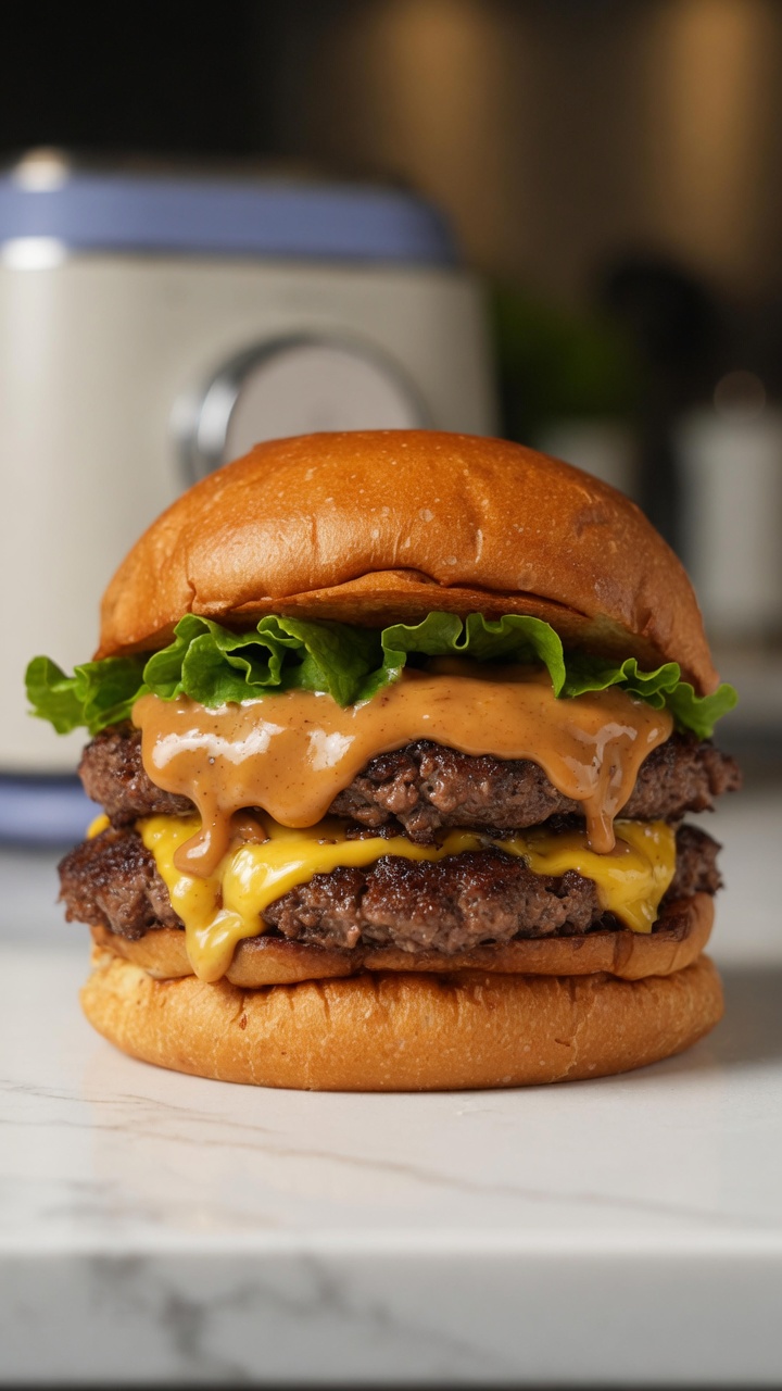 Hamburguesa Doble de Ternera con Crema de Cacahuete
