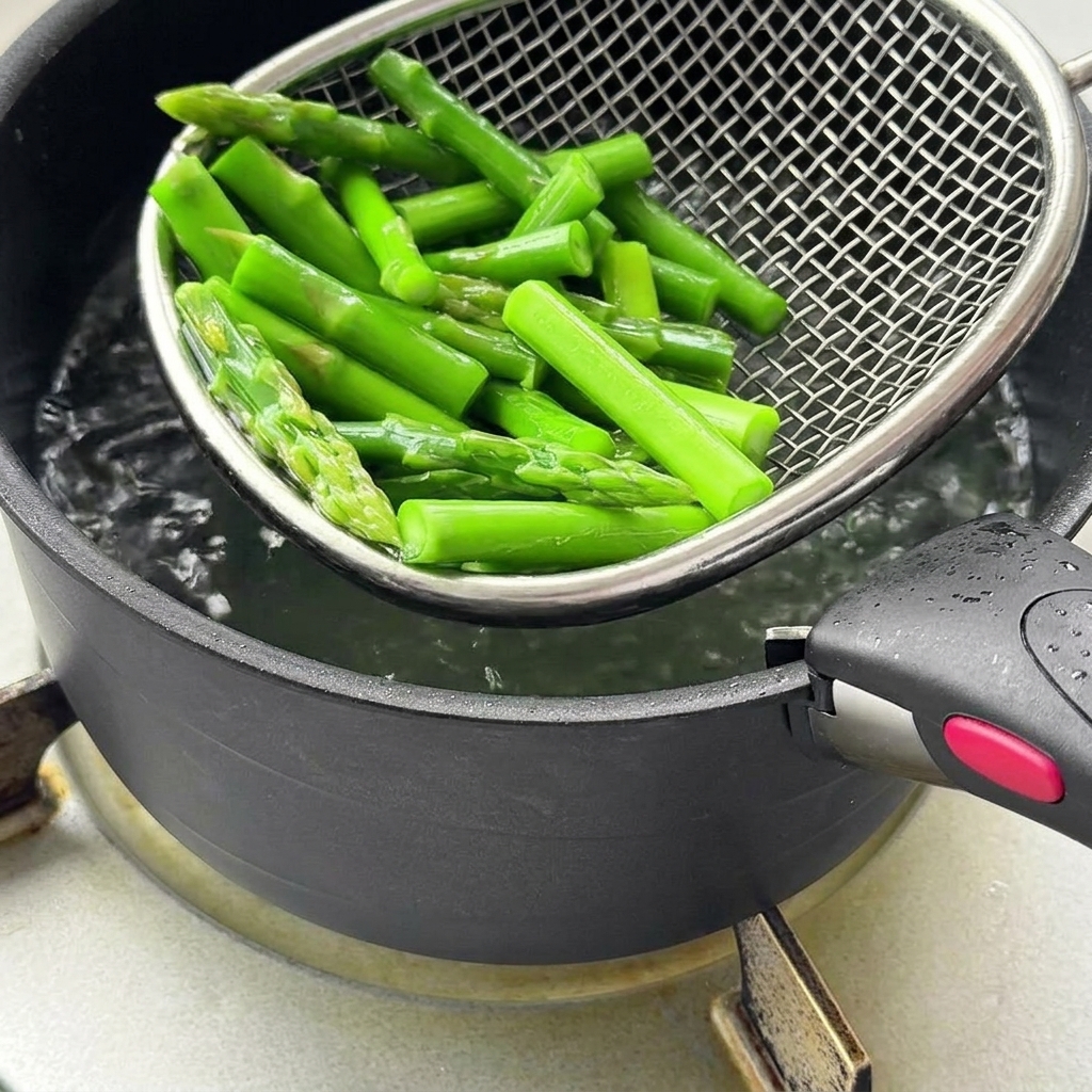 Trozos de tocino chisporroteando en una sartén caliente, mostrando bordes dorados.