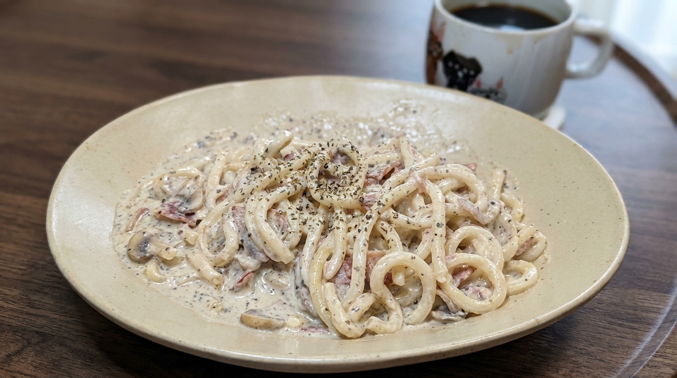 Udon Cremoso con Bacon y Trufa