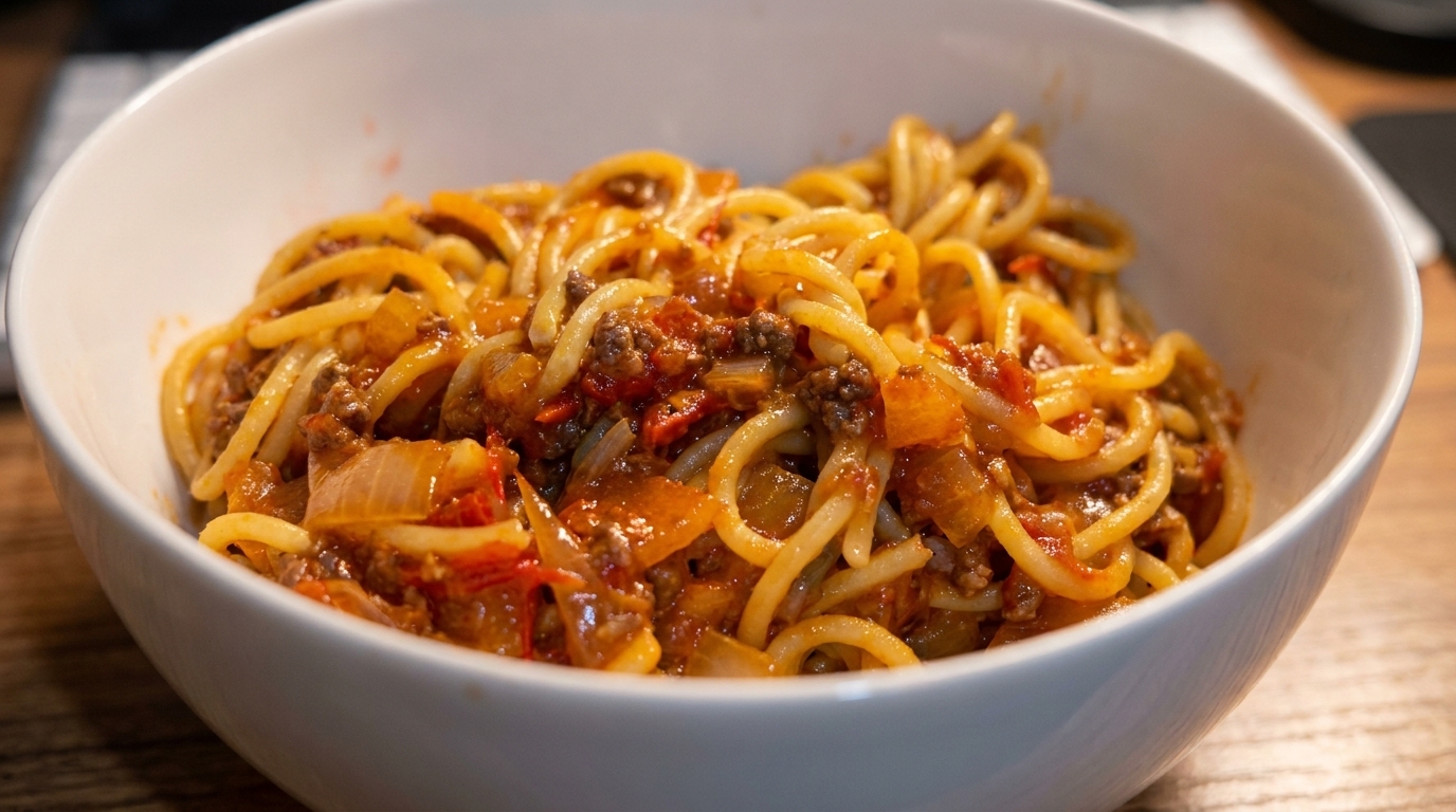 Espaguetis a la Boloñesa con Tomate Natural