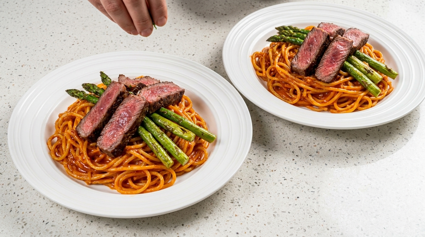 Pasta Buldak Cremosa con Filete