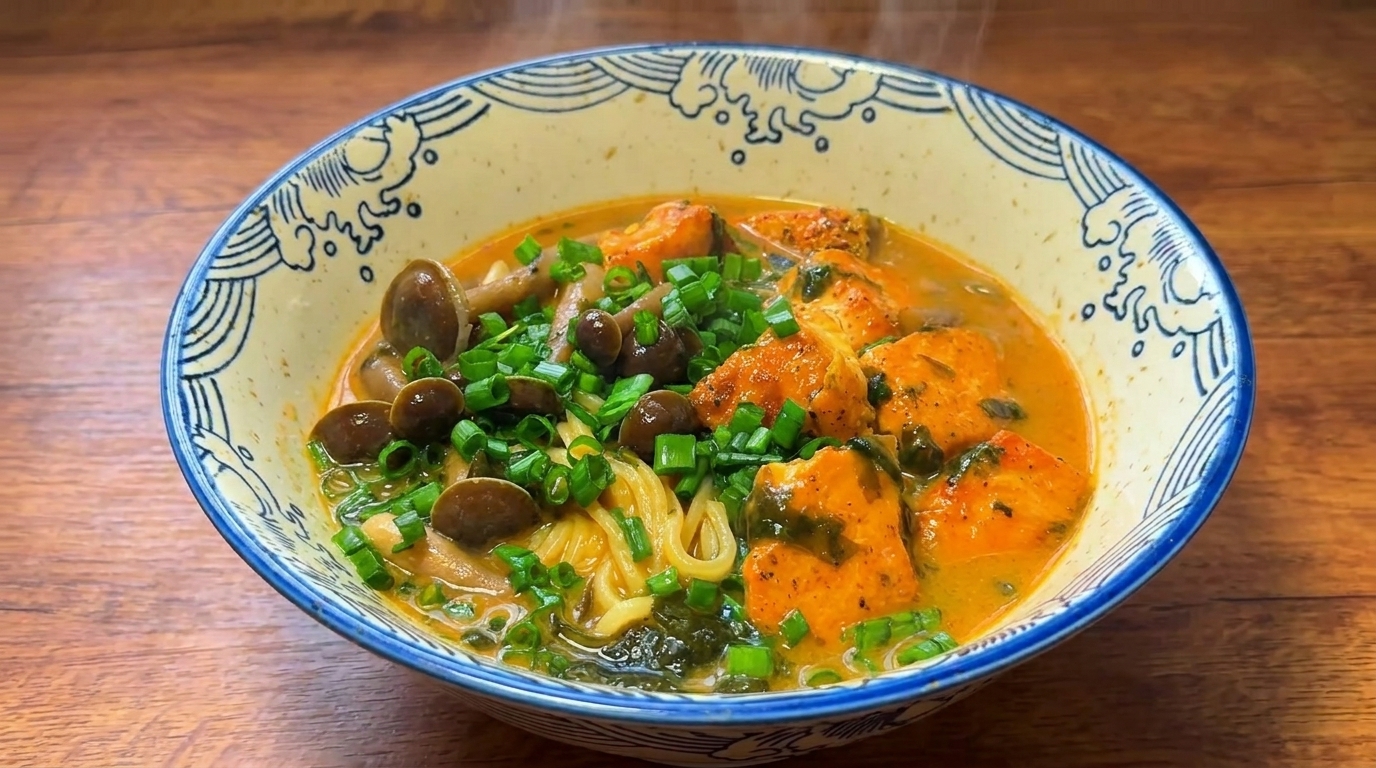 Ramen de Salmón al Miso Picante