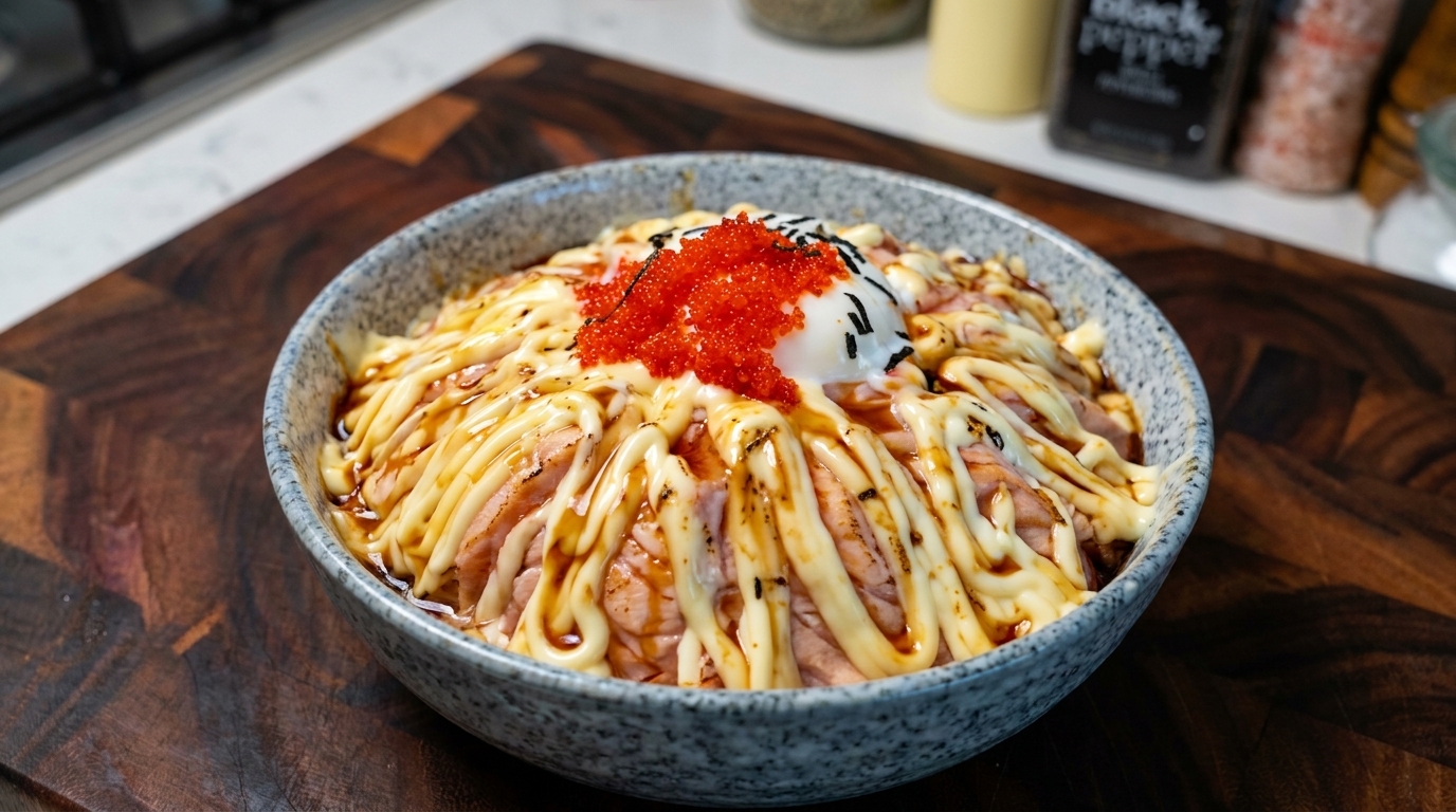 Tazón de Arroz con Salmón Flameado (Aburi Salmon Don)