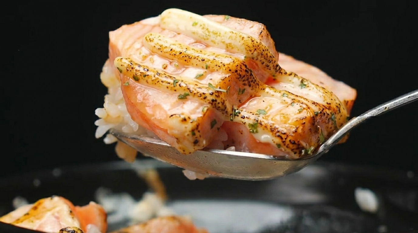 Donburi de Salmón y Vieira Flameados al Estilo Midnight Diner