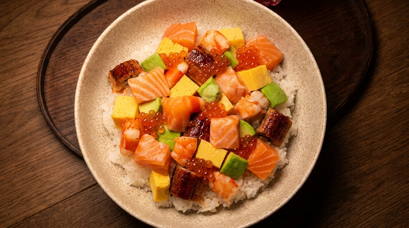 Bol de Chirashi Sushi Estilo Edomae Clásico