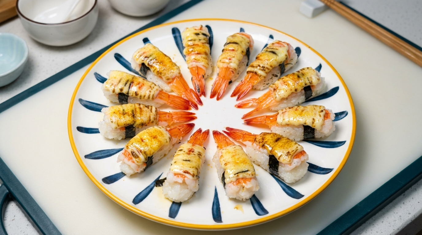 Sushi Aburi de Langostinos Caramelizados