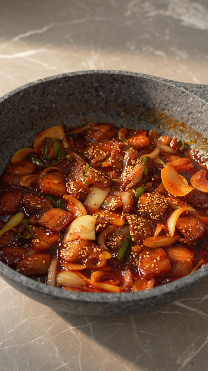 Panceta de Cerdo Salteada Picante al Estilo Coreano (Jeyuk Bokkeum)