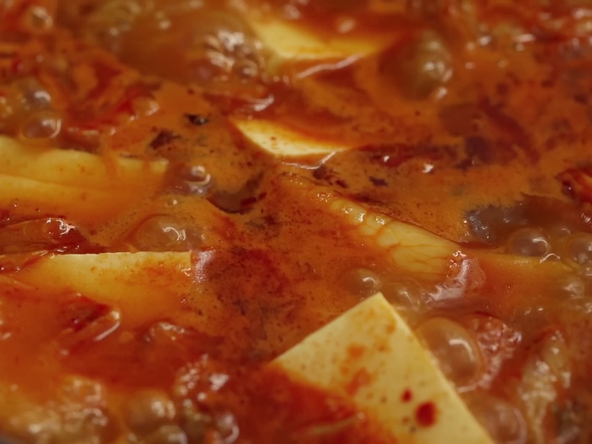 Primer plano de panceta, rodajas de cebolla, puerros y ajo siendo salteados en una olla.