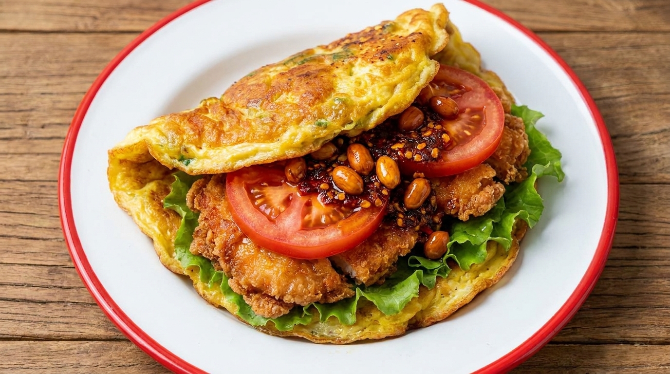 Hamburguesa Estilo Chino con Tortilla