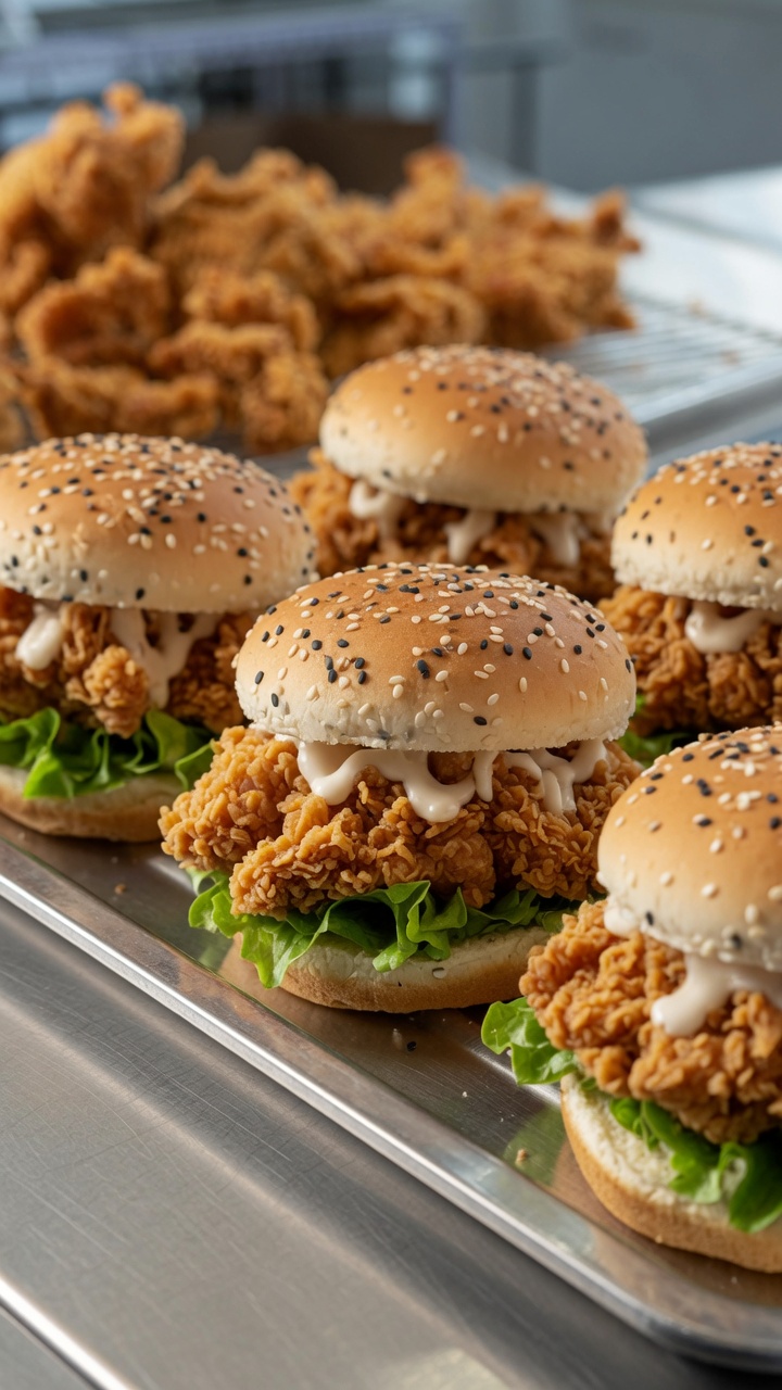 Hamburguesa Crujiente de Muslo de Pollo Frito