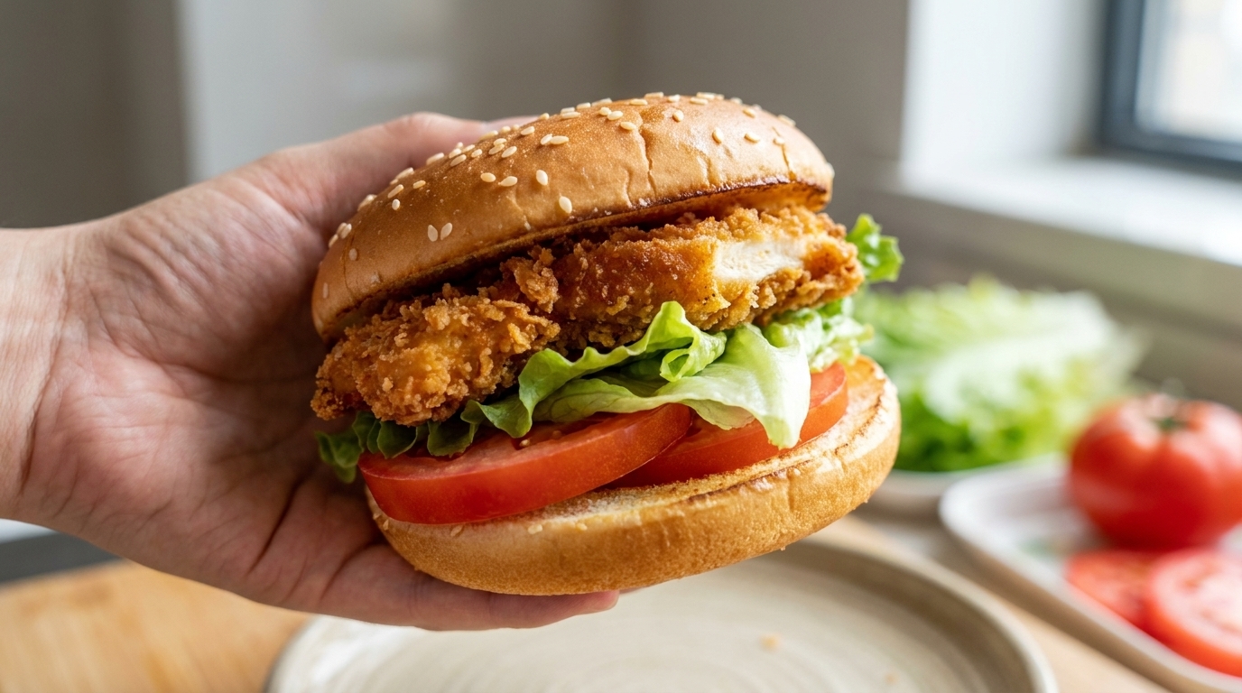 Hamburguesa de Pollo Crujiente Casera