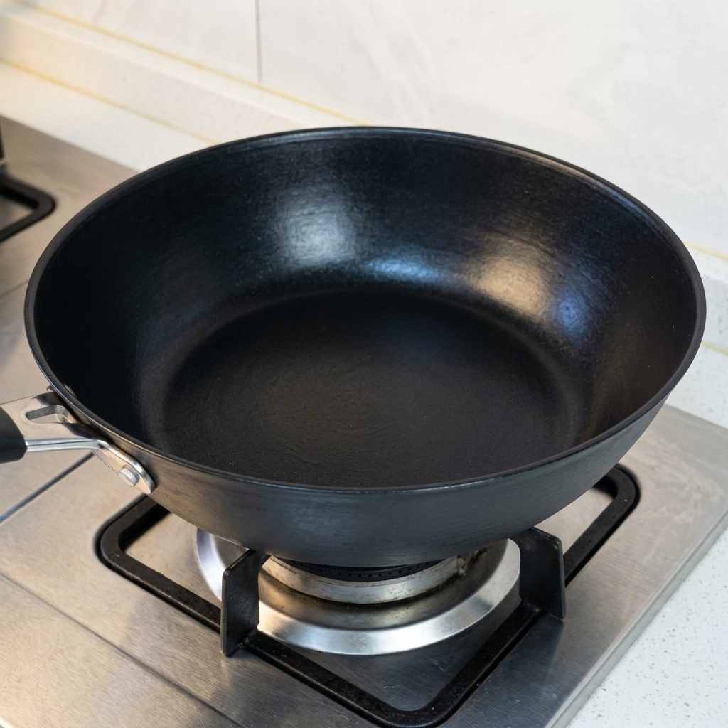 Cebolla morada salteándose en una sartén caliente.