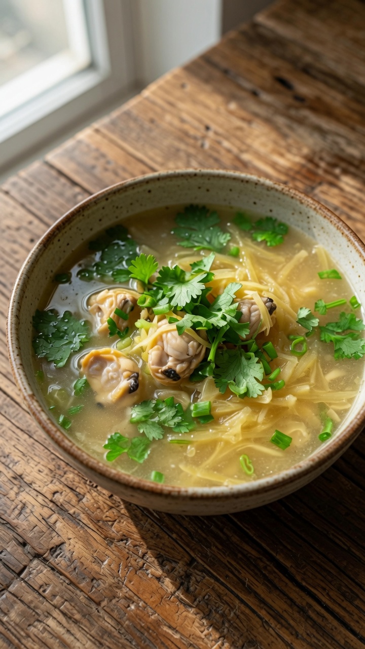 Sopa Clásica de Almejas y Patata Rallada