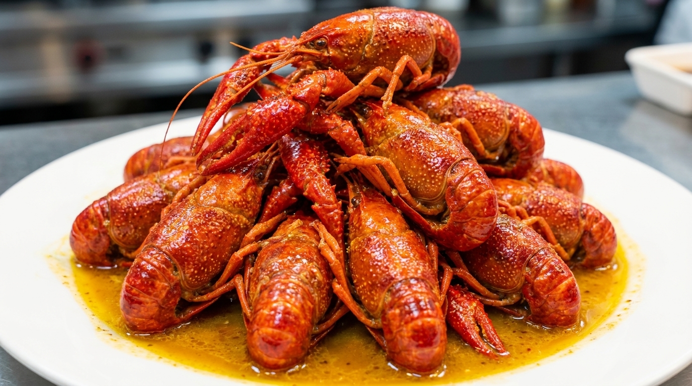 Cangrejos de río clásicos braseados en cerveza
