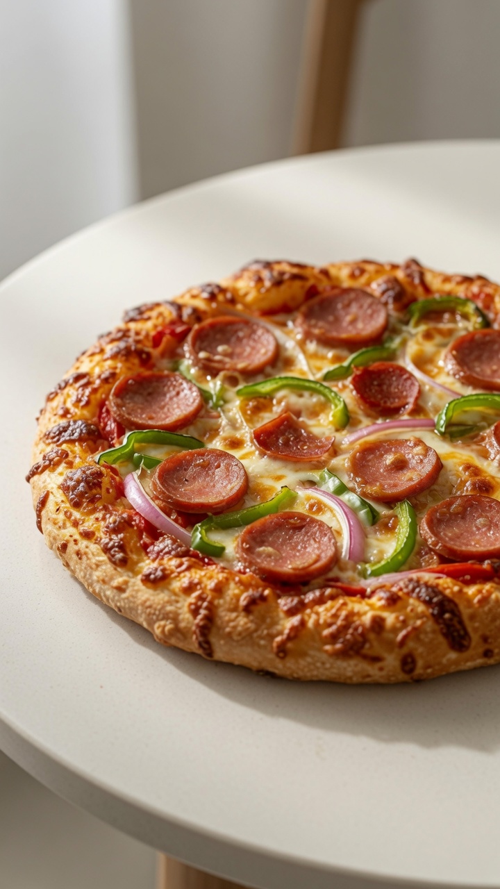 Pizza Casera de Tomate Fresco y Salchicha