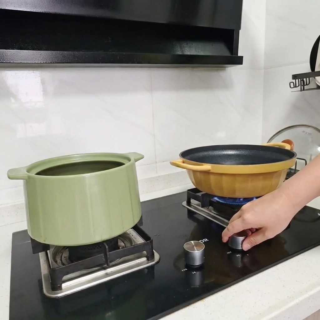 Nidos de fideos secos siendo añadidos a una olla de agua hirviendo.
