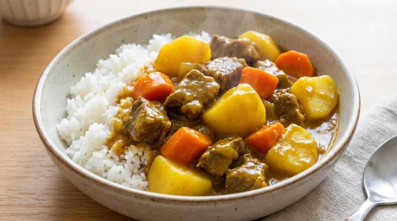 Tazón de Arroz con Curry de Falda de Res