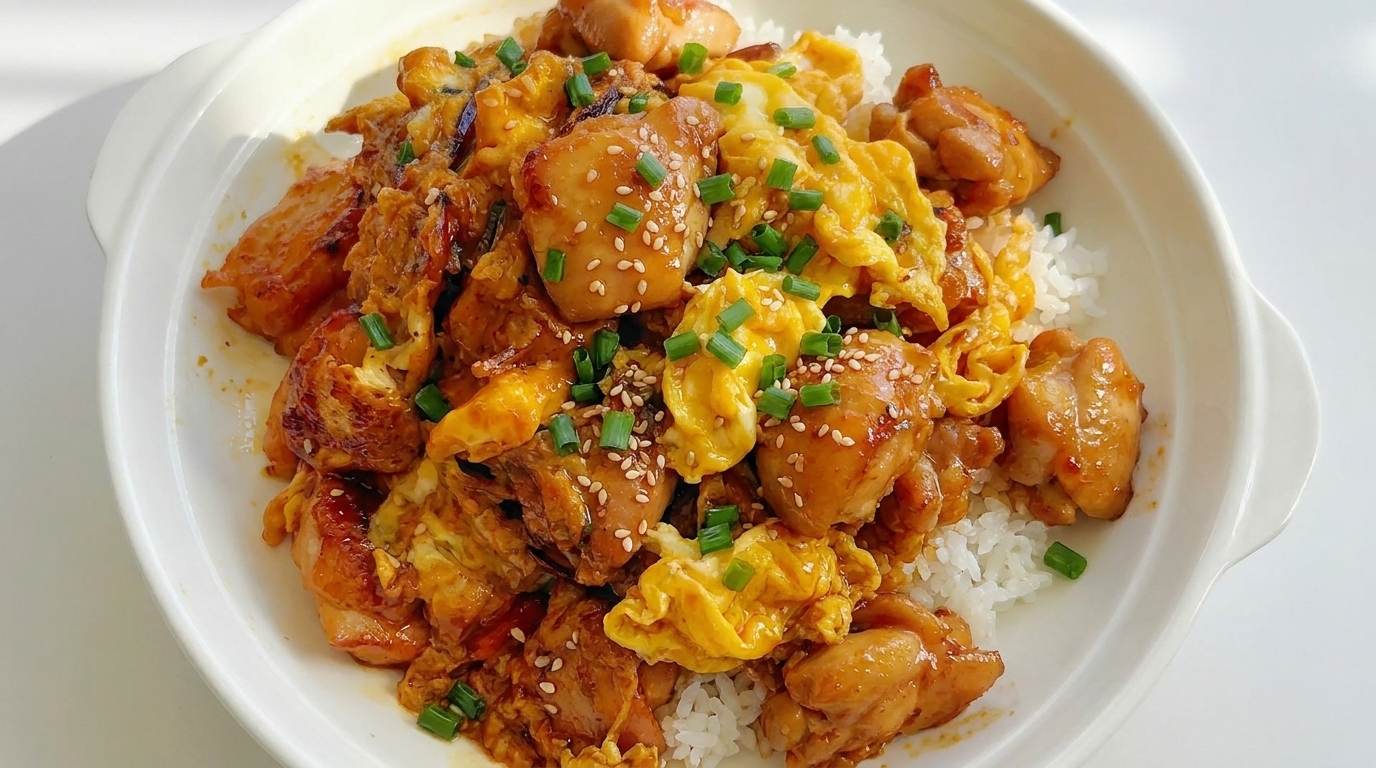 Tazón de Arroz con Pollo y Huevo