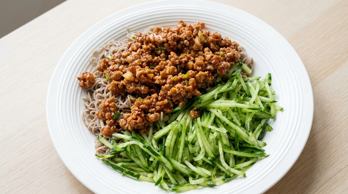Zha Jiang Mian de Bajo Contenido Calórico (Fideos con Salsa Frita)