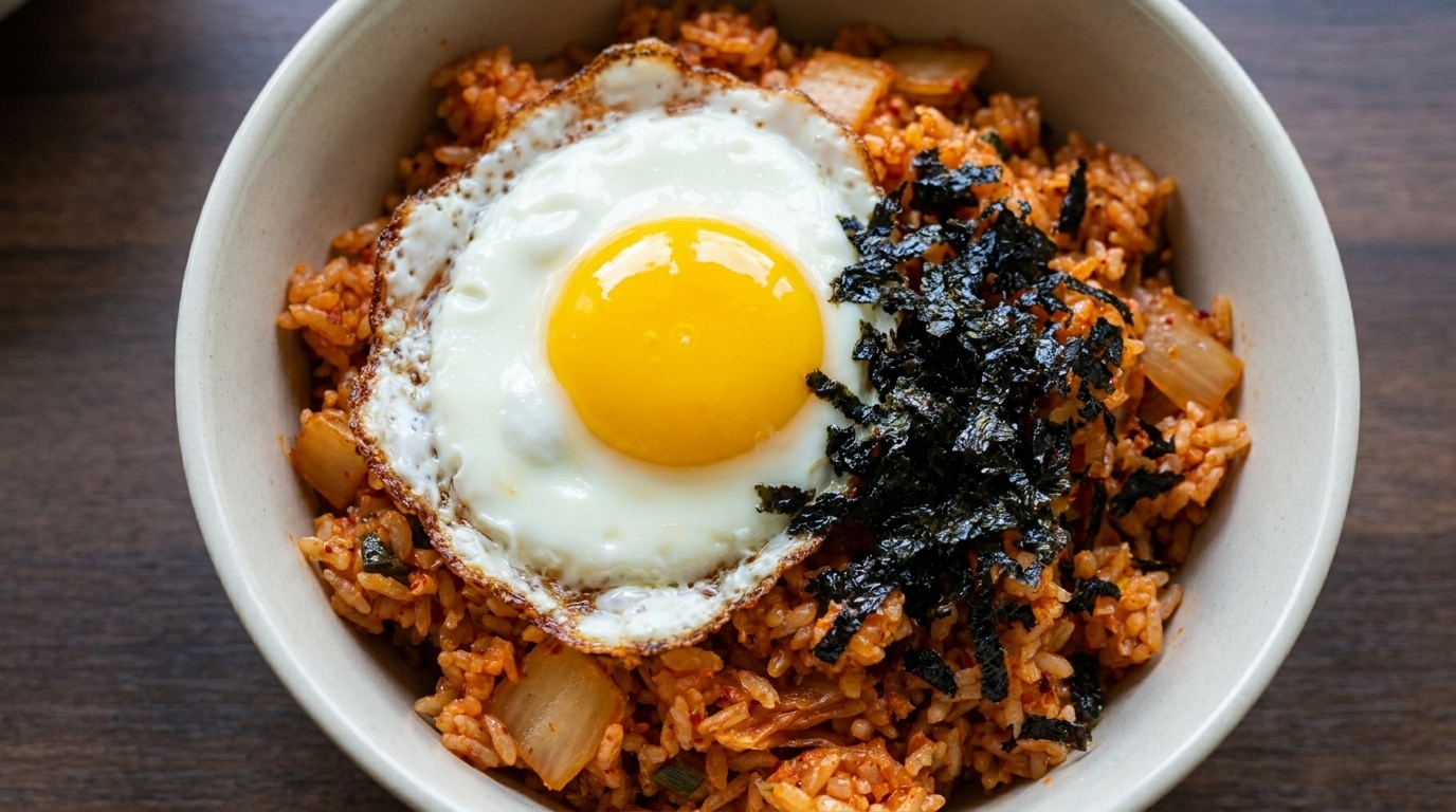 Arroz Frito con Kimchi Picante en 10 Minutos
