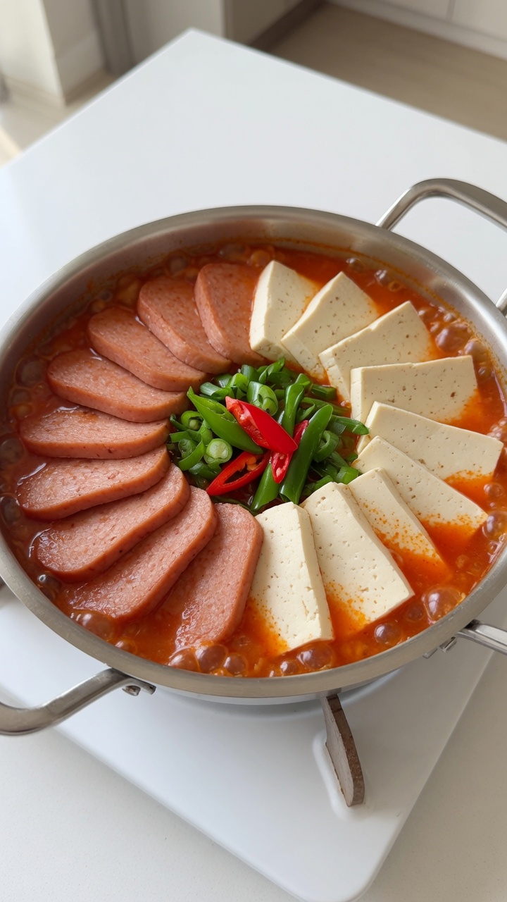 Estofado Coreano de Spam y Tofu (Estilo Budae Jjigae)