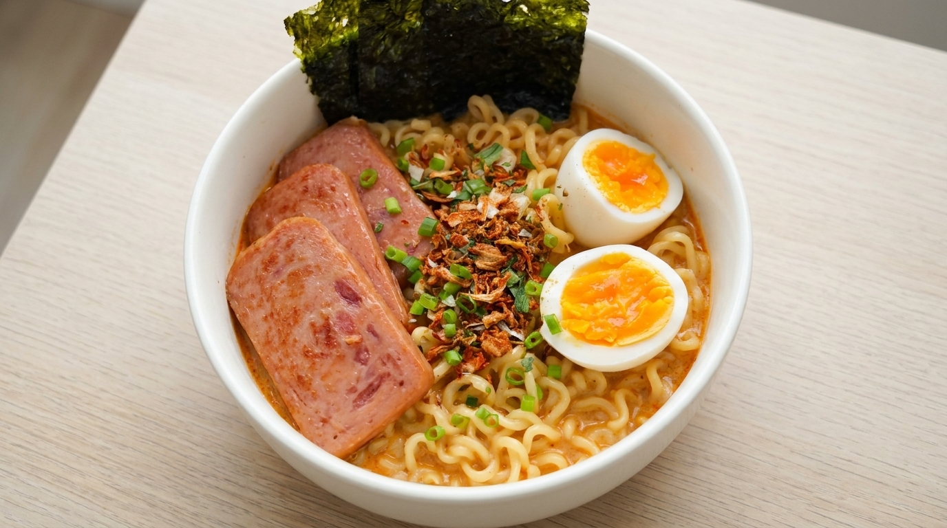 Ramen Picante Cremoso con Spam y Huevo