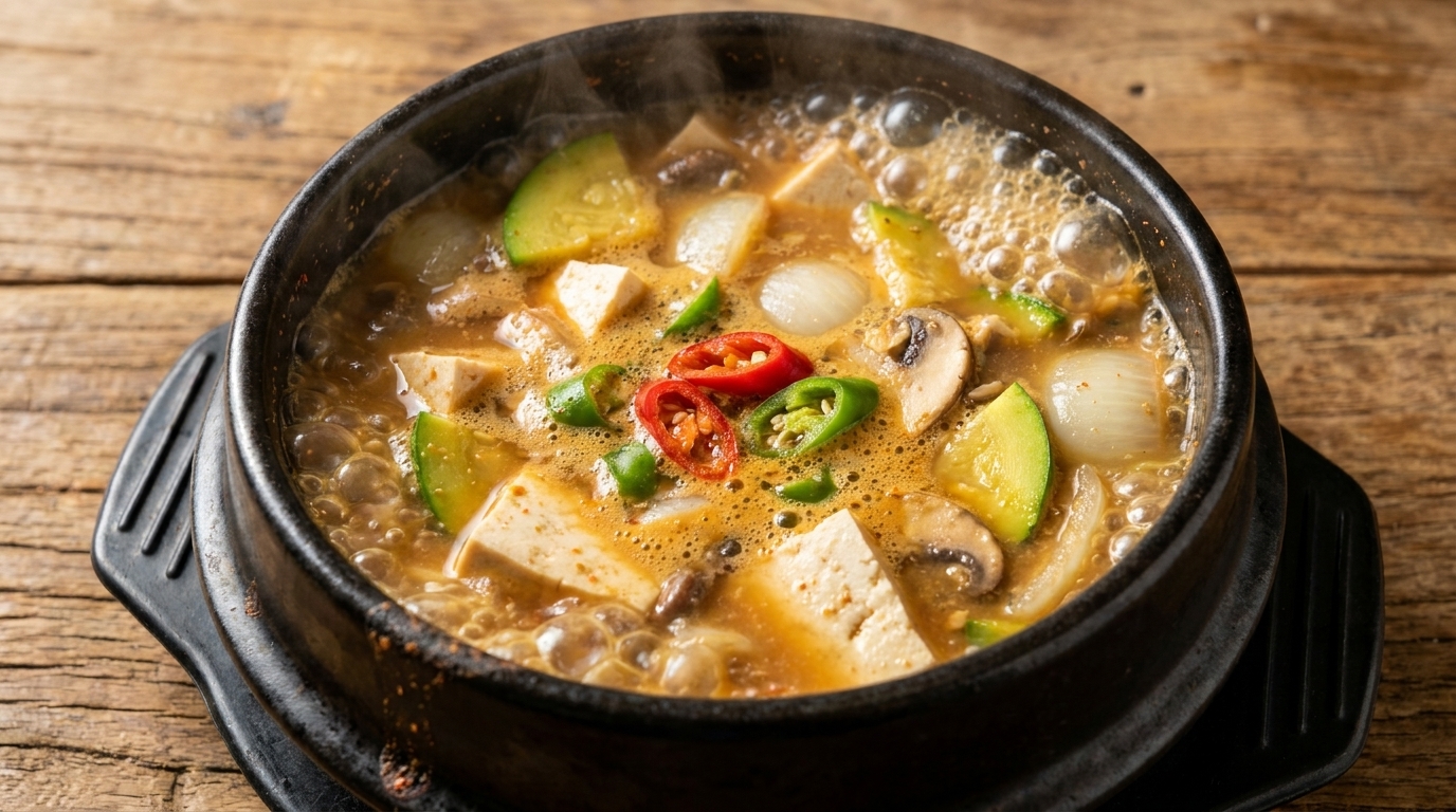 Doenjang Jjigae Auténtico (Estofado coreano de pasta de soja)