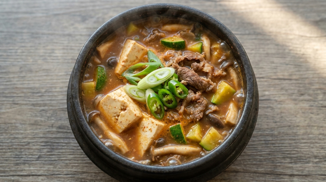 Doenjang-jjigae auténtico (Estofado de pasta de soja coreano)
