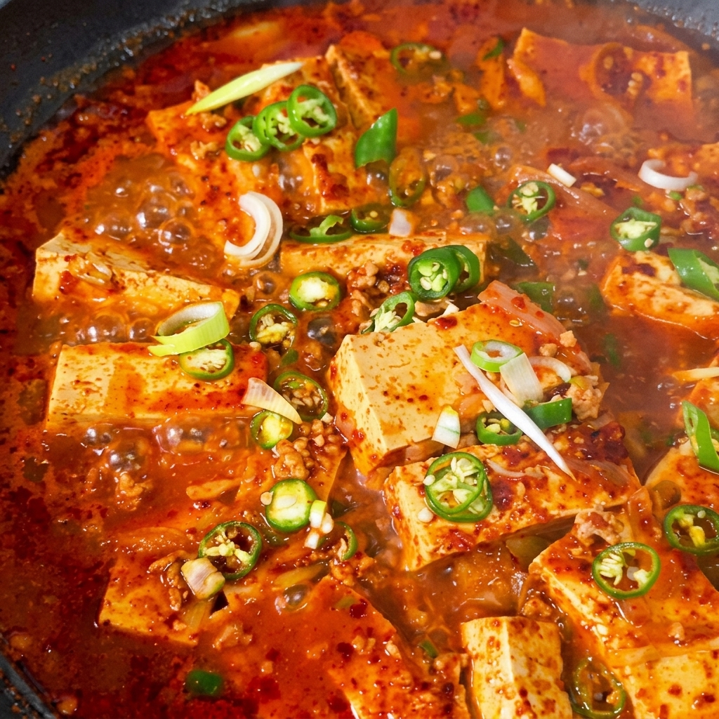 Cebolletas picadas chisporroteando en aceite caliente en una sartén.