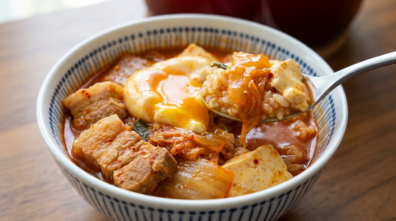 Estofado Picante de Kimchi y Tofu con Panceta