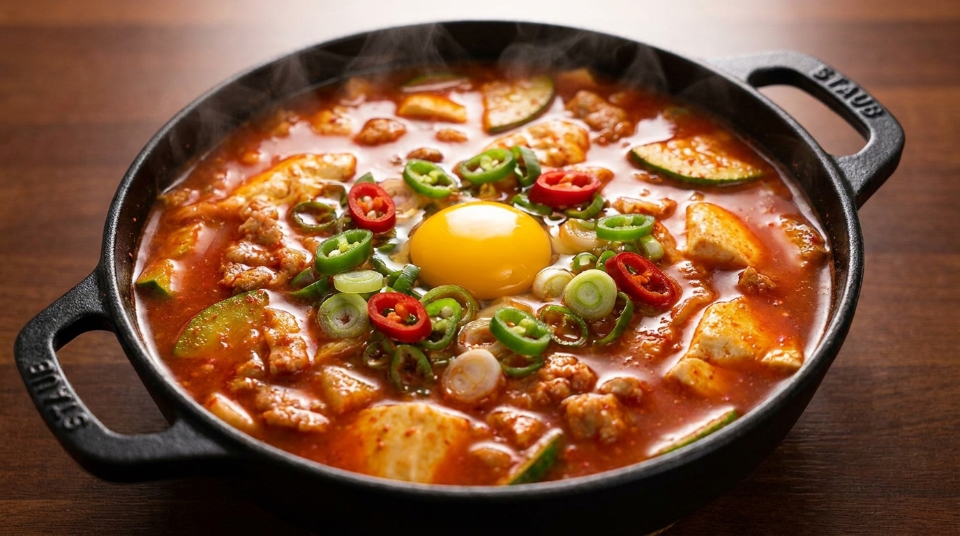 Estofado Coreano Picante de Tofu Suave (Sundubu-jjigae)